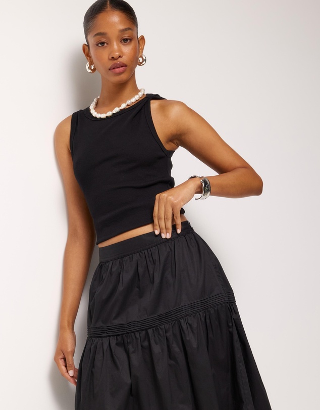AERE - Pintuck Poplin Midi Skirt
