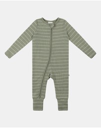 Kynd Baby - Organic Cotton Waffle in Sage Stripe