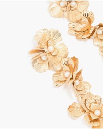 Lovisa - Gold Molten & Pearl Flower Drop Earrings
