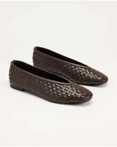 AERE - Woven Leather Ballet Flats
