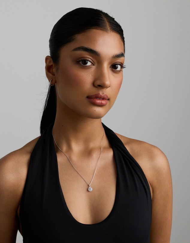 Michael Hill - Round Brilliant Cubic Zirconia Halo Pendant Necklace in Sterling Silver