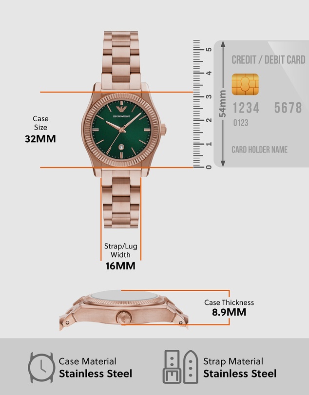 Emporio Armani - Rose Gold Tone Analogue Watch