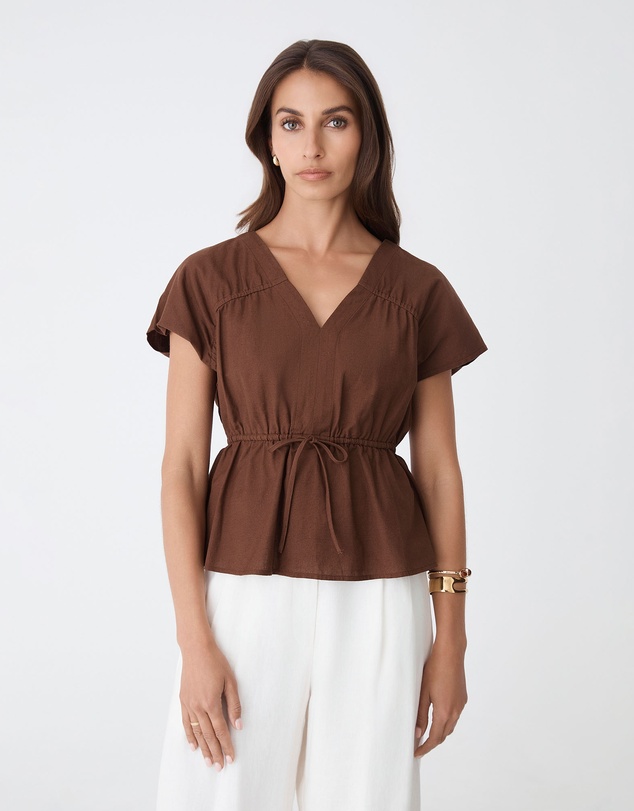 Forcast - Bronte Cotton Drawstring Top