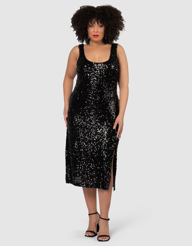 Pink Dusk by Curve Project - Desired Midi Sequin Dress