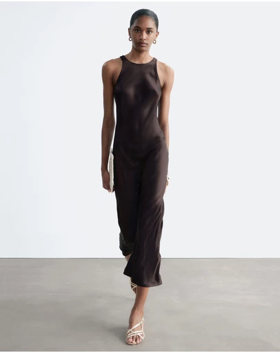 & Other Stories - Sleeveless Satin Midi Dress