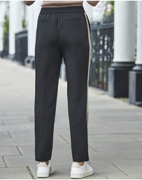 Sosandar - Black & Camel Side Stripe Tapered Leg Trouser