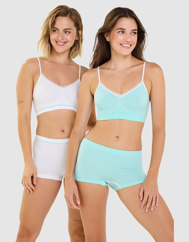 Billet Doux - Zen Attitude Crop Top Style Wirefree Bralette - 2 Pack