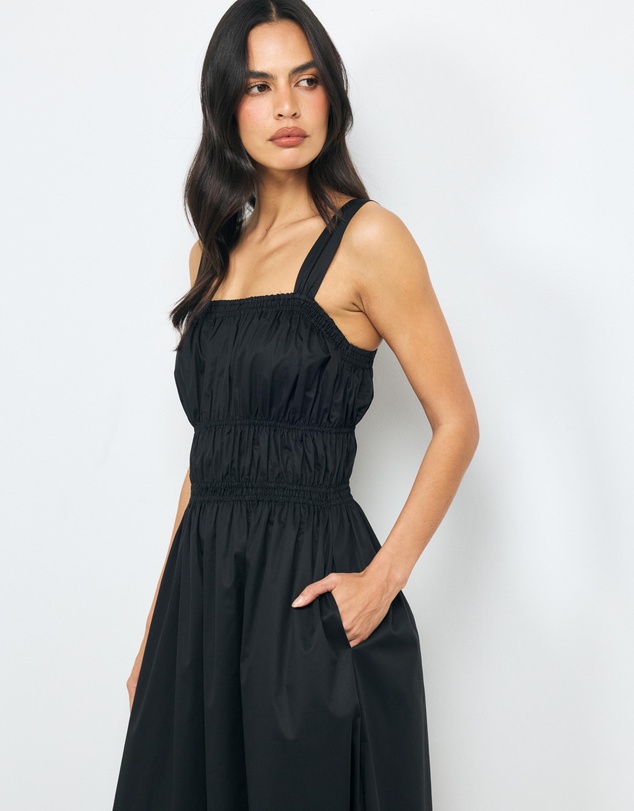 AERE - Freya Shirred Cotton Midi Dress