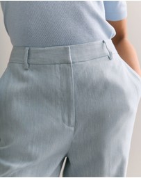 Trenery - Linen Cotton Yarn Dyed Herringbone Pant in Pale Blue