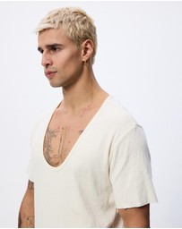 Surrounded By Ghosts - The Grossite Slim Low Neck Rib Cotton T-Shirt