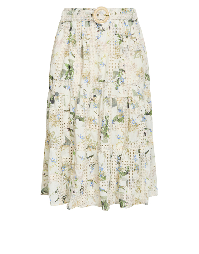 City Chic - Plus size Arabella Print Belted Skirt - butter