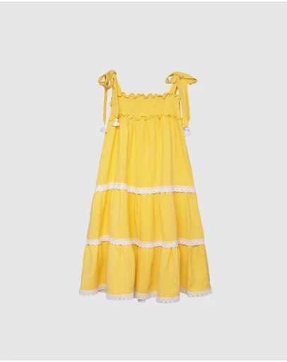 Olga Valentine - Tiered Dress Lemon