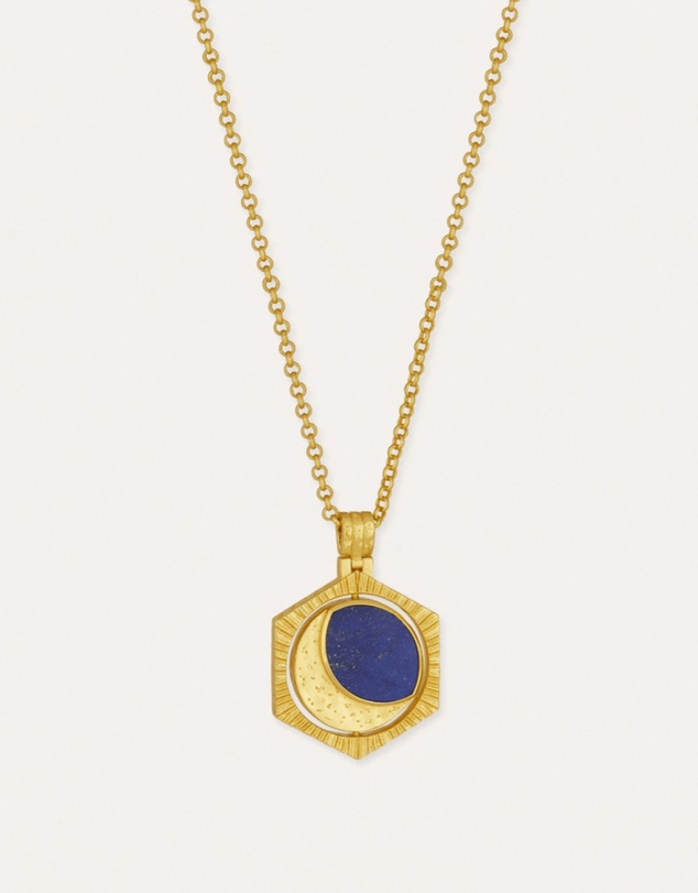 Ottoman Hands - Lapis Moon Rotating Pendant Necklace