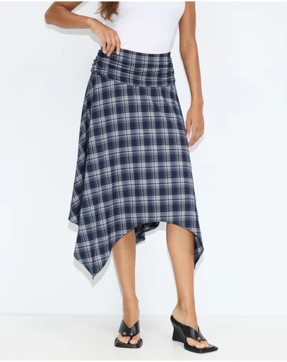 Dazie - Hamilton Hanky Hem Check Midi Skirt