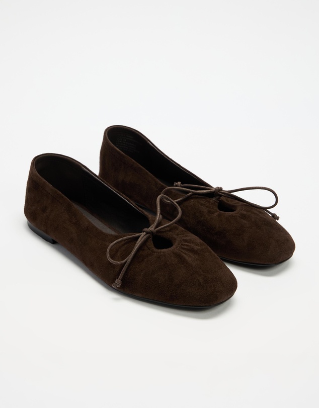 AERE - Cut Out Suede Ballet Flats - Women's