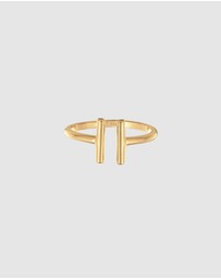 Elli Jewelry - Ring Geo Rod Trend Open in 925 Sterling Silver Gold Plated