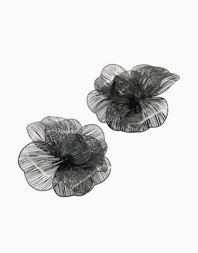 Lovisa - Black Coated Metal Laser Cut Full Flower Earrings