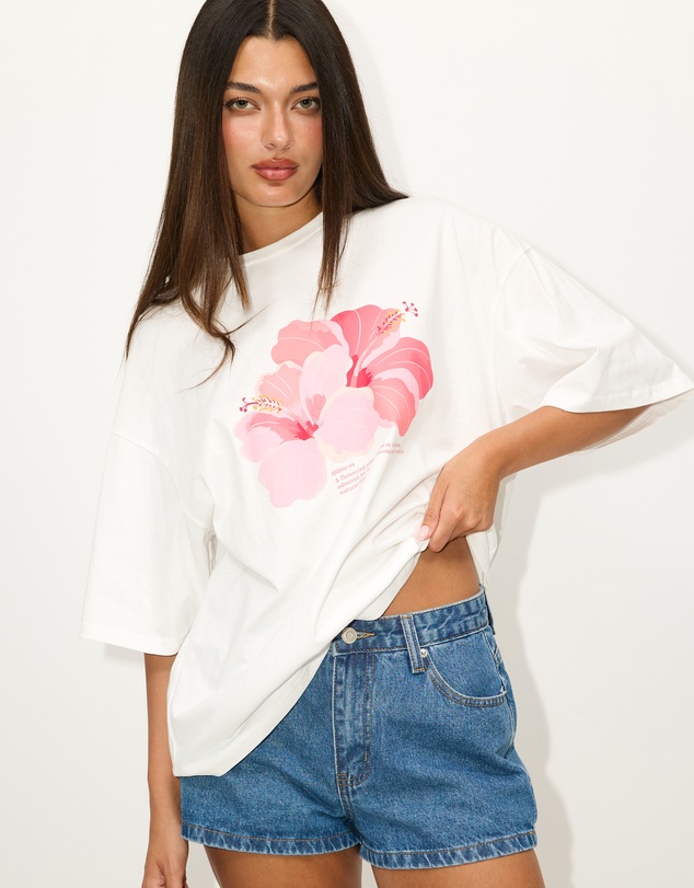Dazie - Hibiscus Oversized Graphic Tee
