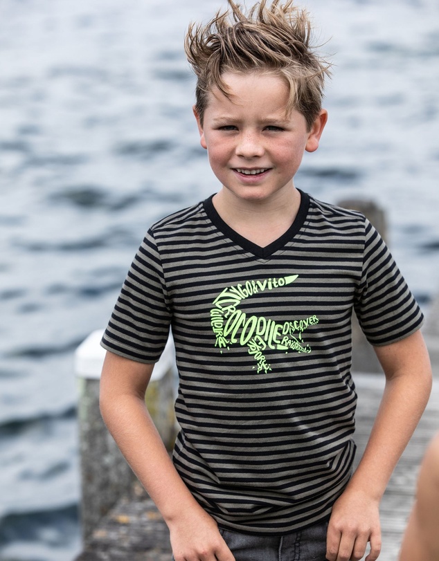 TYGO&vito - Organic Stripe Crocodile T-Shirt - Kids-Teens