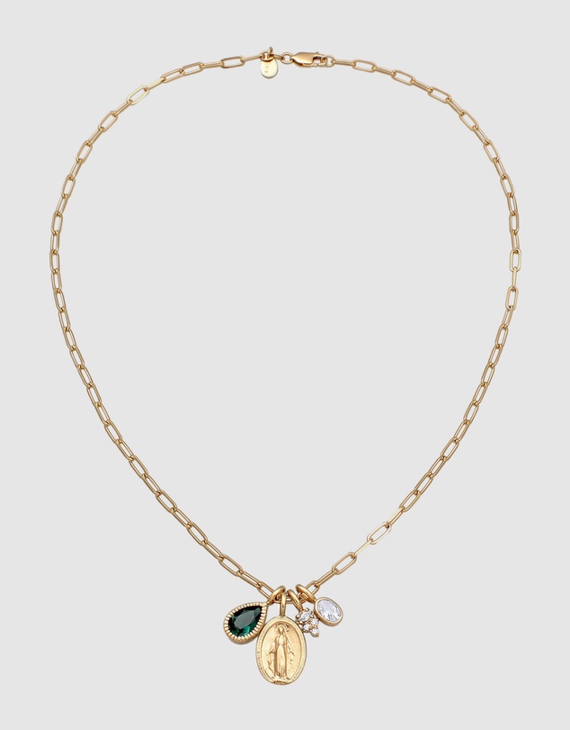 Elli Jewelry - Necklace Drop Green Quartz and Zirconia 925 Sterling Silver Gold-plated