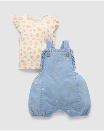 Purebaby - Daisy Broderie Overall Set -Kids-Babies