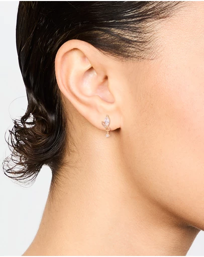 Lovisa - Gold Plated Surgical Steel Cubic Zirconia Leaf Drop Flat Back Earrings