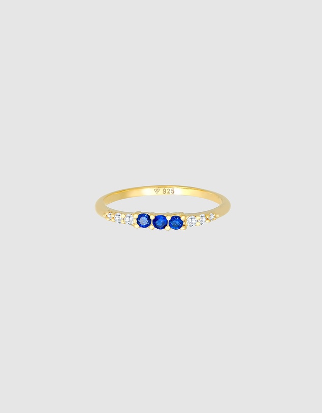 Elli Jewelry - Sapphire Band Ring in Gold-Plated 925 Silver