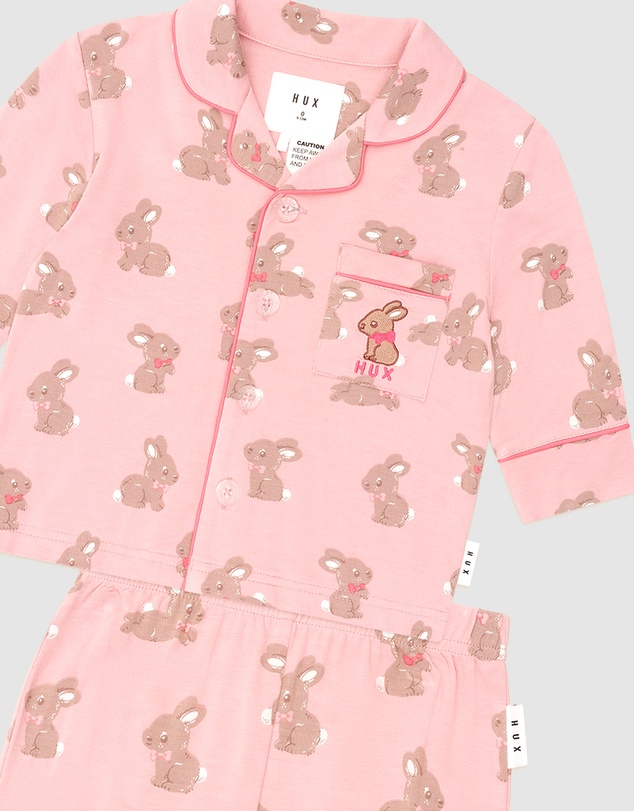 Huxbaby - Dusty Pink Bunny PJ Set - Babies-Kids