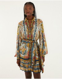 Farm Rio - Mosaic Garden Soft Blue Mini Dress