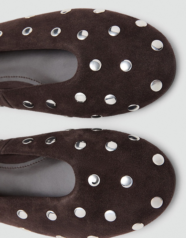 M.N.G - Suede Studded Ballet Flats