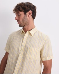 Sportscraft - Stripe Short Sleeve Linen Shirt