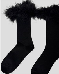 High Heel Jungle - Frou-Frou Faux Fur Trim Combed Cotton Socks