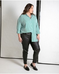 Love Your Wardrobe - Leah Stripe Curved Hem Over Shirt