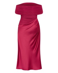 City Chic - Plus size Tati Off Shoulder Maxi Dress - raspberry