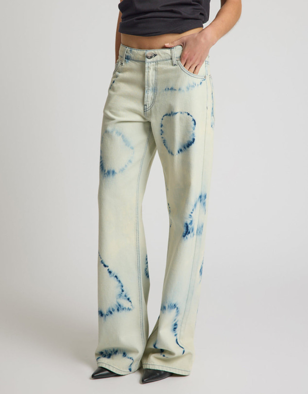 ONE TEASPOON - Revival Tie-Dye Lowriders Low Waist Wide Leg Denim - Tie Dye Dreams