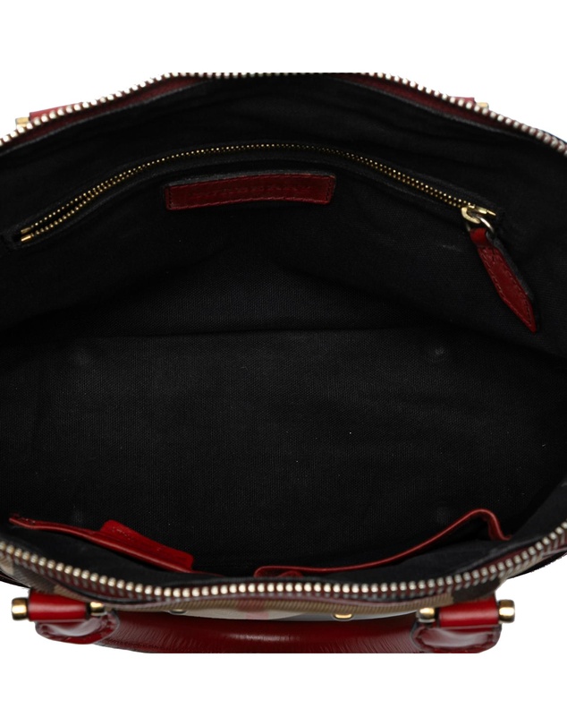 Pre-Loved by Azura Reborn - Pre-Loved Small Leather Trimmed House Check Canvas Bridle Orchard Satchel