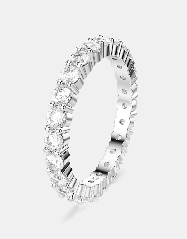 Swarovski - Matrix Vittore Ring, Round Cut, White, Silver-Tone Finish