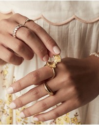 Wanderlust + Co - Sundaze Shell Gold Locket Ring
