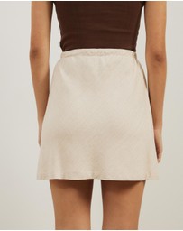Atmos&Here - Tenley Linen Blend Drawstring Mini Skirt