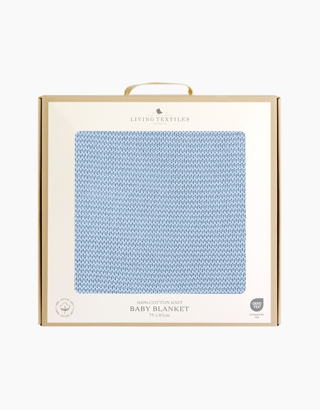 Living Textiles - Pram Knitted Blanket - Celestial Blue