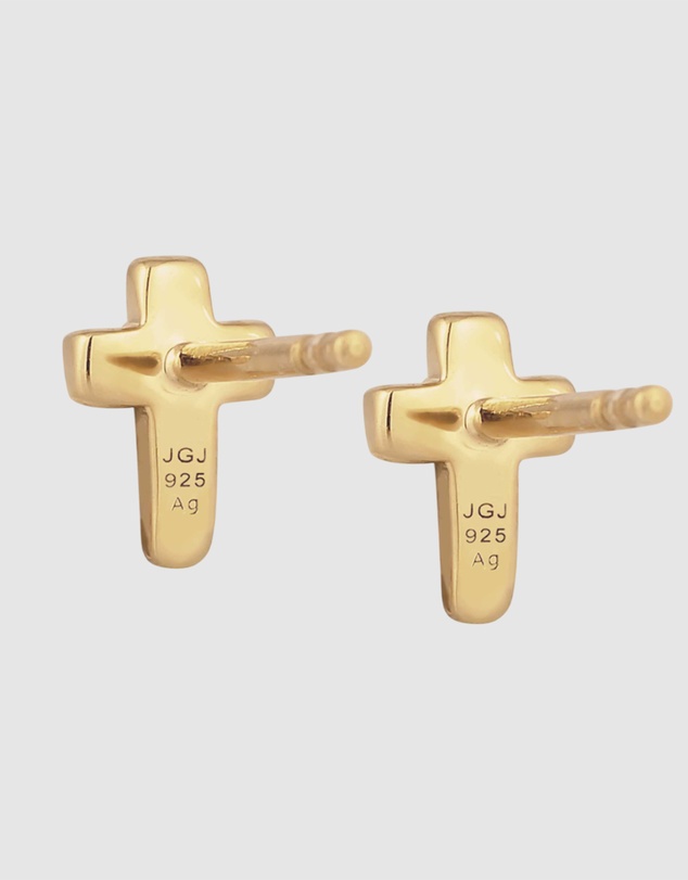 Elli Jewelry - Crystal Cross Stud Earrings in Gold-Plated 925 Silver