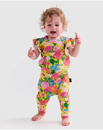 Kip&Co - Follow The Sun Yellow Organic SS Frill Romper - Babies