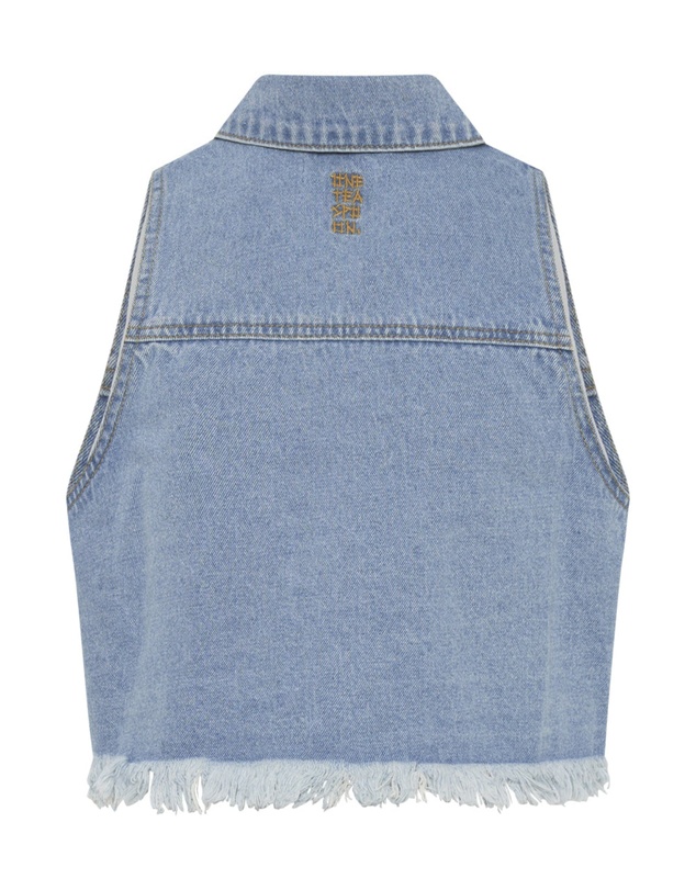ONE TEASPOON - Bolt Blue Cropped Braxton Top