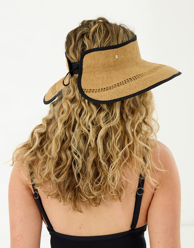 Morgan & Taylor - Tessa Woven Straw Visor in Tan Brown
