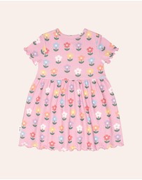 Huxbaby - Multi Colour Daisy Rib Dress - Babies-Kids
