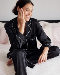 Papinelle - Sylvie Silk Piped Full Length PJ Set