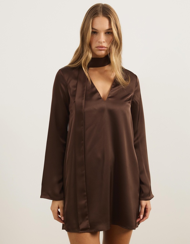 Atmos&Here - Jayde V-Necklong Sleeve Mini Dress