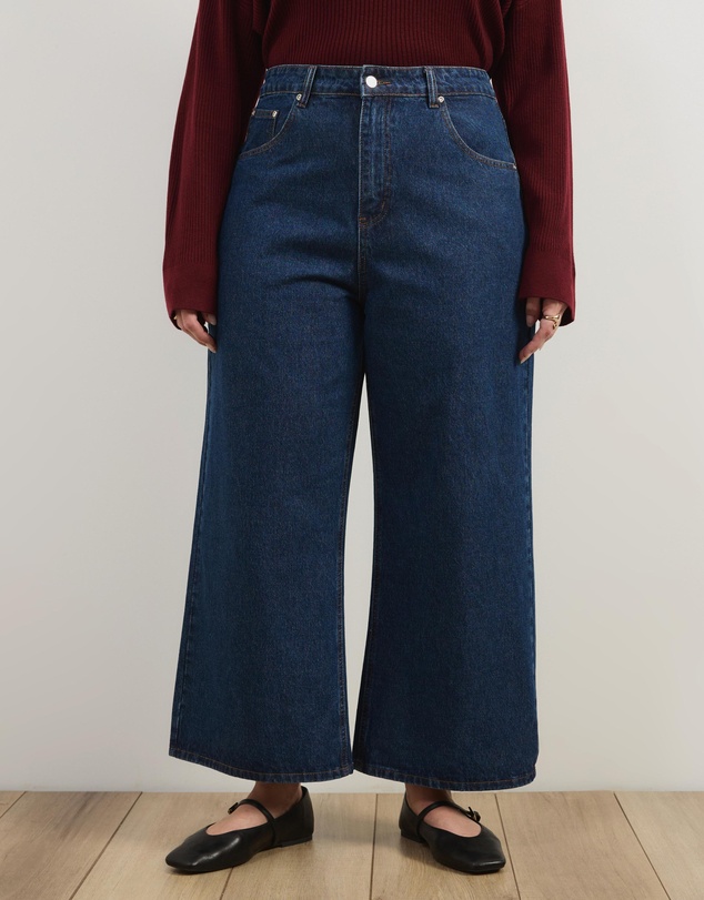 Atmos&Here Curvy - Kara Cropped Wide Leg Jeans