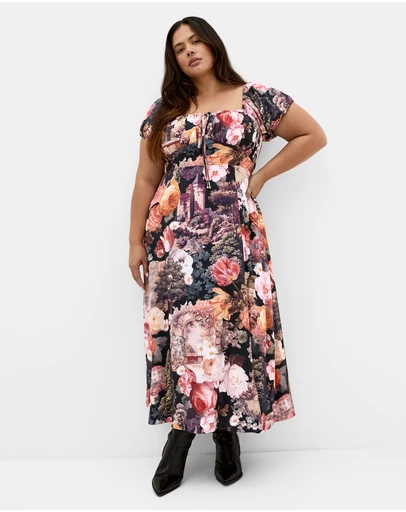 City Chic - Plus size Abbigail Bloom Print Maxi Dress - rose