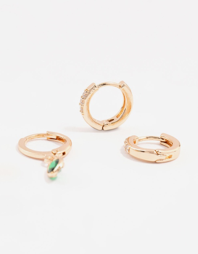 Lovisa - Gold Oval Stud & Hoop Earrings 3-Pack